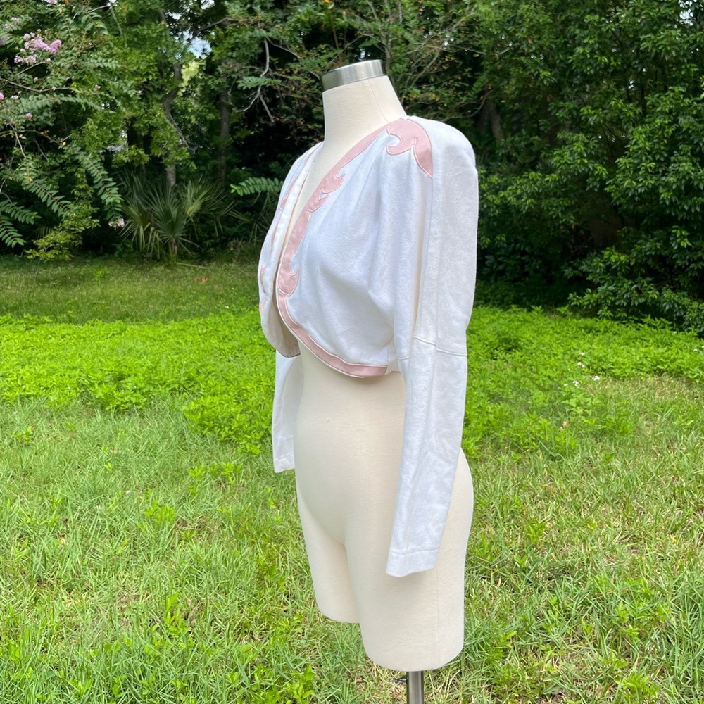 Vintage Flame-Patterned Bolero Jacket - image 5